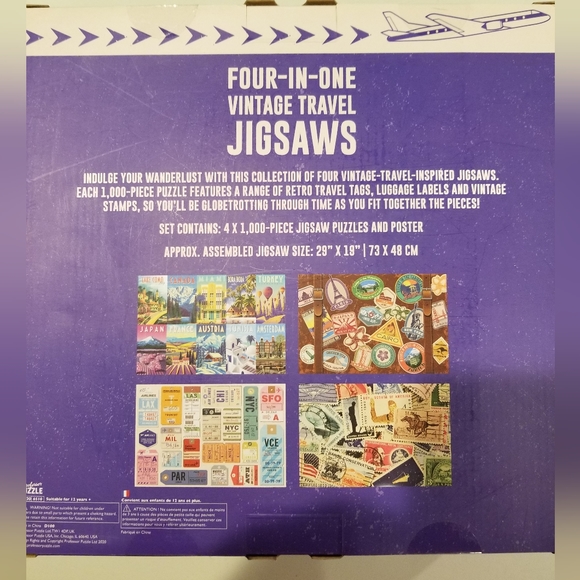 Set of 4-1000 piece vintage travel puzzles - Picture 2 of 4